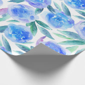 Waterverf abstract blauw tuinpatroon cadeaupapier (Hoek)