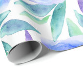 Waterverf abstract blauw tuinpatroon cadeaupapier (Rol Hoek)