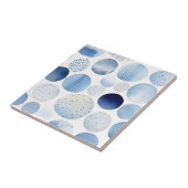 Waterverf Abstract Blauw Wit Cirkelpatroon Tegeltje (Zijkant)