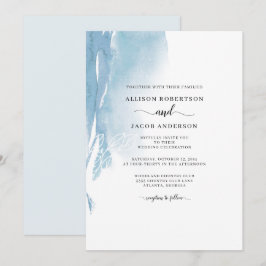 Waterverf Abstract Blauw Wit Floral Weddenschap Ch Kaart