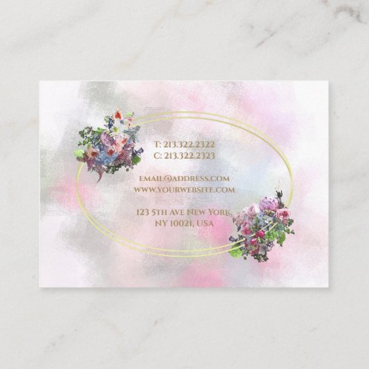 Waterverf Abstract Bloemen Goud Lijst Chic Modern Visitekaartje (Achterkant)