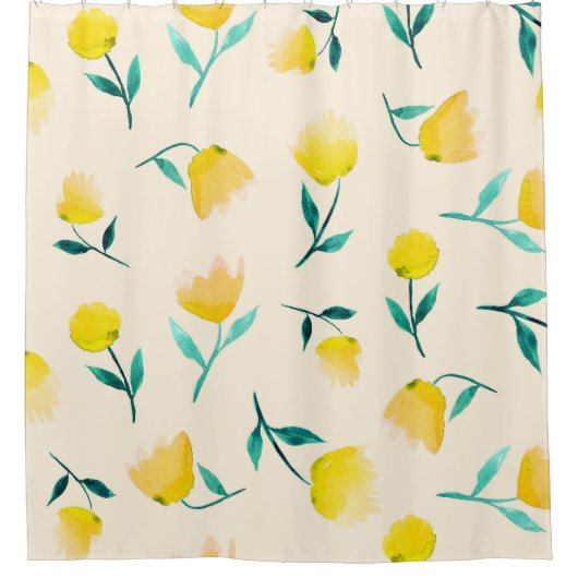 Waterverf Abstract bloemig pioenenpatroon Douchegordijn (Voorkant)