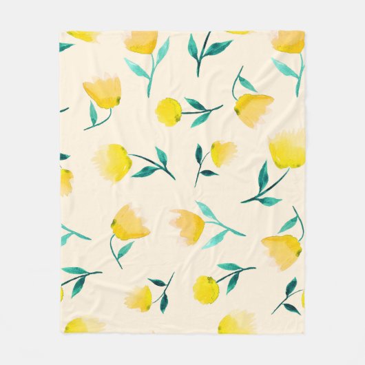 Waterverf Abstract bloemig pioenenpatroon Fleece Deken (Voorkant)
