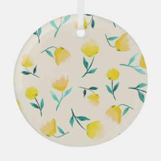 Waterverf Abstract bloemig pioenenpatroon Glas Ornament