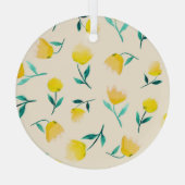 Waterverf Abstract bloemig pioenenpatroon Glas Ornament (Achterkant)