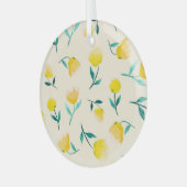 Waterverf Abstract bloemig pioenenpatroon Glas Ornament (Voorkant links)