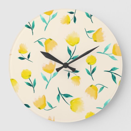 Waterverf Abstract bloemig pioenenpatroon Grote Klok (Voorkant)