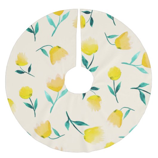 Waterverf Abstract bloemig pioenenpatroon Kerstboom Rok (Voorkant)