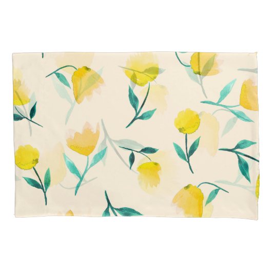 Waterverf Abstract bloemig pioenenpatroon Kussensloop (Voorkant)