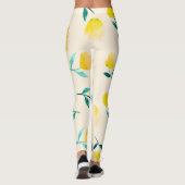 Waterverf Abstract bloemig pioenenpatroon Leggings (Achterkant)