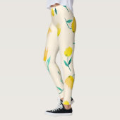 Waterverf Abstract bloemig pioenenpatroon Leggings (Links)