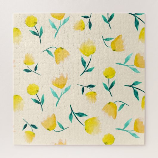 Waterverf Abstract bloemig pioenenpatroon Legpuzzel (Verticaal)