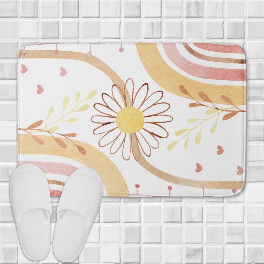 Waterverf Abstract Botanisch Bloem Regenboog Kinde Badmat