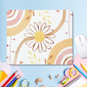 Waterverf Abstract Botanische Bloem Regenboog Kind Muismat