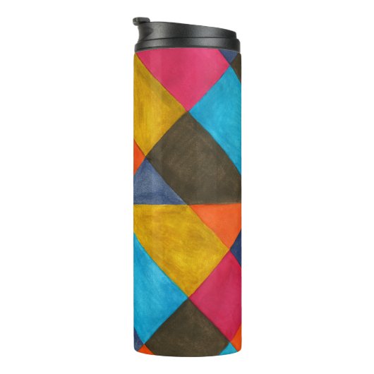 Waterverf abstract creatief ontwerp. thermosbeker (Geroteerd rechts)