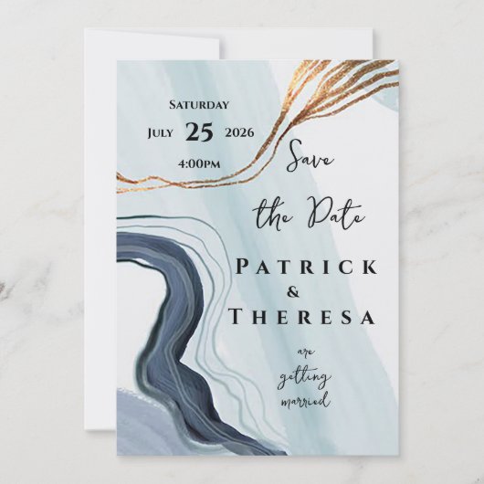 Waterverf Abstract De datum opslaan Aankondiging (Voorkant)