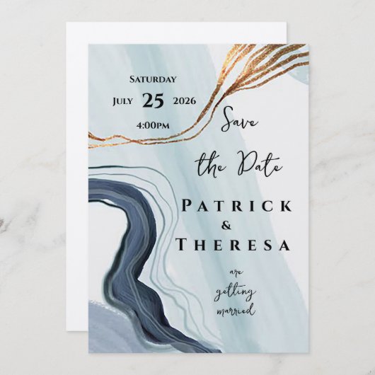 Waterverf Abstract De datum opslaan Aankondiging (Voorkant / Achterkant)