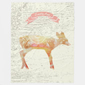 Waterverf Abstract Deer Rustic Wood Patroon Fleece Deken (Voorkant)