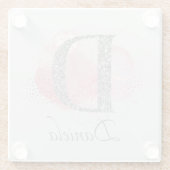 Waterverf Abstract en Glitter Letter D Glazen Onderzetter (Achterkant)