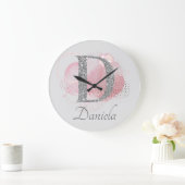 Waterverf Abstract en Glitter Letter D Grote Klok (Huis)