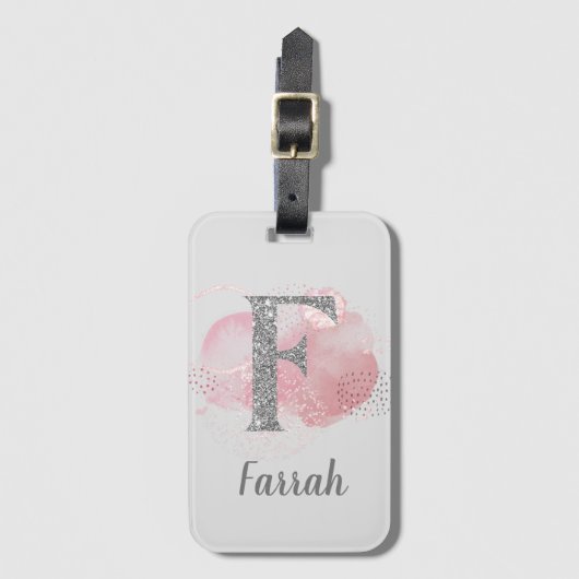 Waterverf Abstract en Glitter Letter F Bagagelabel (Voorkant (verticaal))