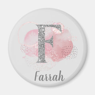 Waterverf Abstract en Glitter Letter F Magneet