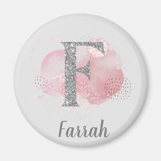 Waterverf Abstract en Glitter Letter F Magneet (Voorkant)