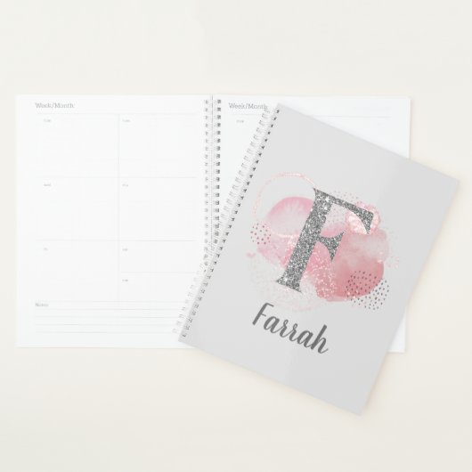 Waterverf Abstract en Glitter Letter F Planner (Display)