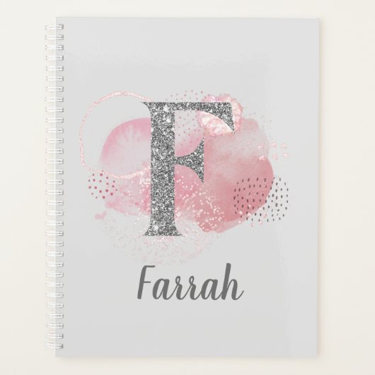 Waterverf Abstract en Glitter Letter F Planner (Voorkant)