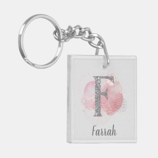 Waterverf Abstract en Glitter Letter F Sleutelhanger (Voorkant Links)