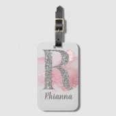 Waterverf Abstract en Glitter Letter R Bagagelabel (Voorkant (verticaal))
