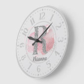 Waterverf Abstract en Glitter Letter R Grote Klok (Hoek)