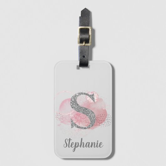 Waterverf Abstract en Glitter Letter S Bagagelabel (Voorkant (verticaal))