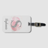 Waterverf Abstract en Glitter Letter S Bagagelabel (Voorkant (horizontaal))