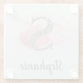 Waterverf Abstract en Glitter Letter S Glazen Onderzetter (Achterkant)