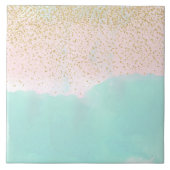 Waterverf abstract en gouden confetti design tegeltje (Voorkant)