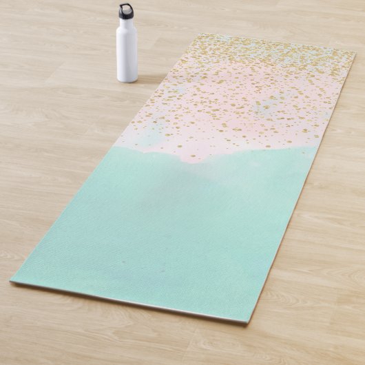 Waterverf abstract en gouden confetti design yogamat (In situ)