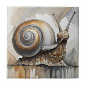 Waterverf Abstract Expressionist Beige Snail Tegeltje (Voorkant)