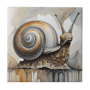 Waterverf Abstract Expressionist Beige Snail Tegeltje
