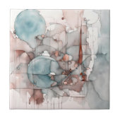 Waterverf Abstract Expressionist Blauw Roze Tegeltje (Voorkant)