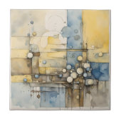 Waterverf Abstract expressionist geel blauw Tegeltje (Voorkant)