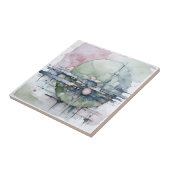 Waterverf Abstract expressionist groen blauw Tegeltje (Zijkant)