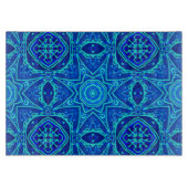 Waterverf Abstract Floral Denim Blue Cutting Bo Snijplank (Voorkant)