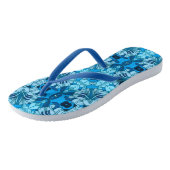 Waterverf Abstract Floral Denim Blue Teenslippers (Schuin)