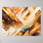 Waterverf Abstract Geometrisch Schilderen Goud 4:3 Poster (Voorkant)