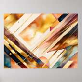 Waterverf Abstract Geometrisch Schilderen Goud 4:3 Poster (Voorkant)