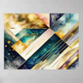 Waterverf Abstract Geometrisch Schilderen Goud 4:3 Poster (Voorkant)