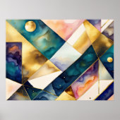 Waterverf Abstract Geometrisch Schilderen Goud 4:3 Poster (Voorkant)