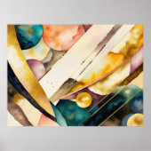 Waterverf Abstract Geometrisch Schilderen Goud 4:3 Poster (Voorkant)