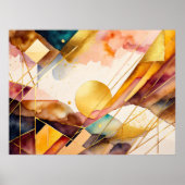 Waterverf Abstract Geometrisch Schilderen Goud 4:3 Poster (Voorkant)